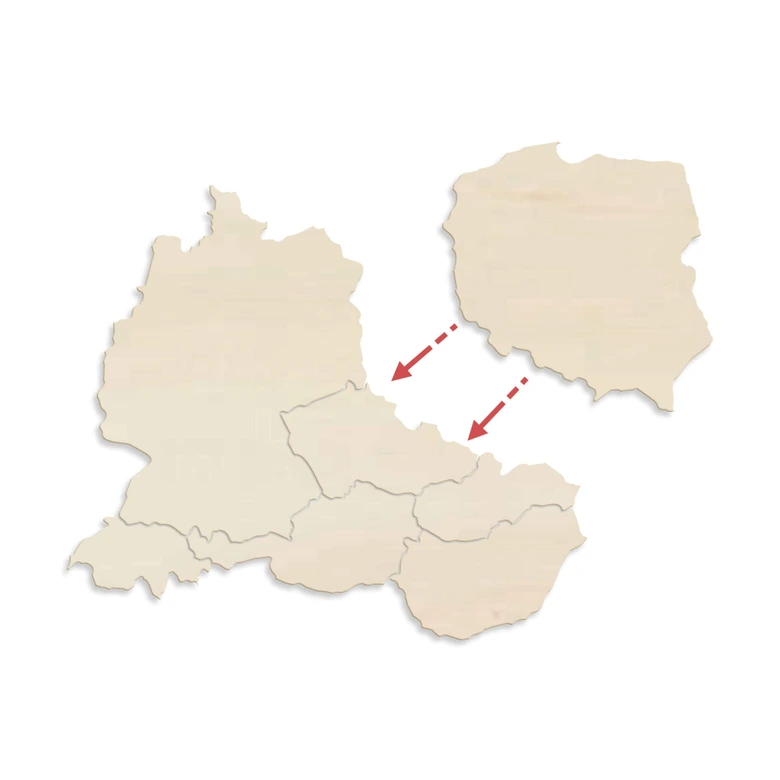 Chapa de álamo Wood Art - Mapa de Europa Central 