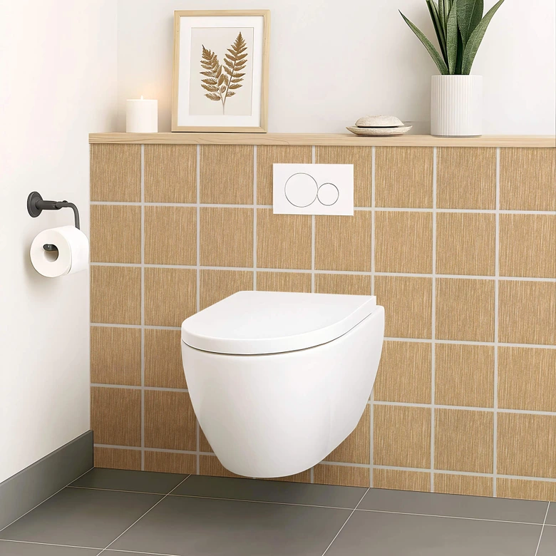 Tile stickers metal look, brushed gold - Furniture foil, kitchen splashback, bathroom foil 