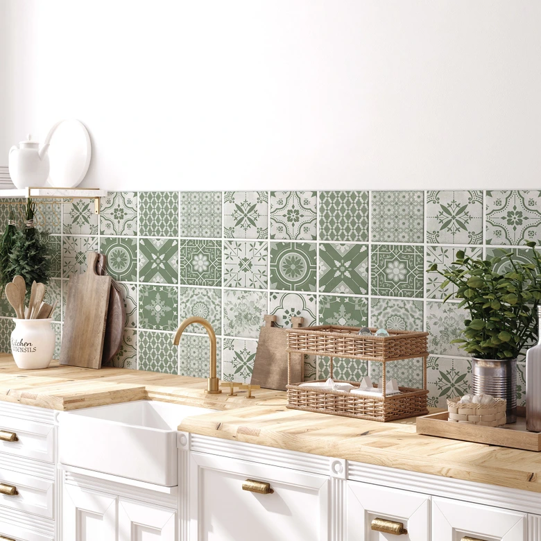 Tegelstickers Ornamenten Groen 02 (set van 12) 