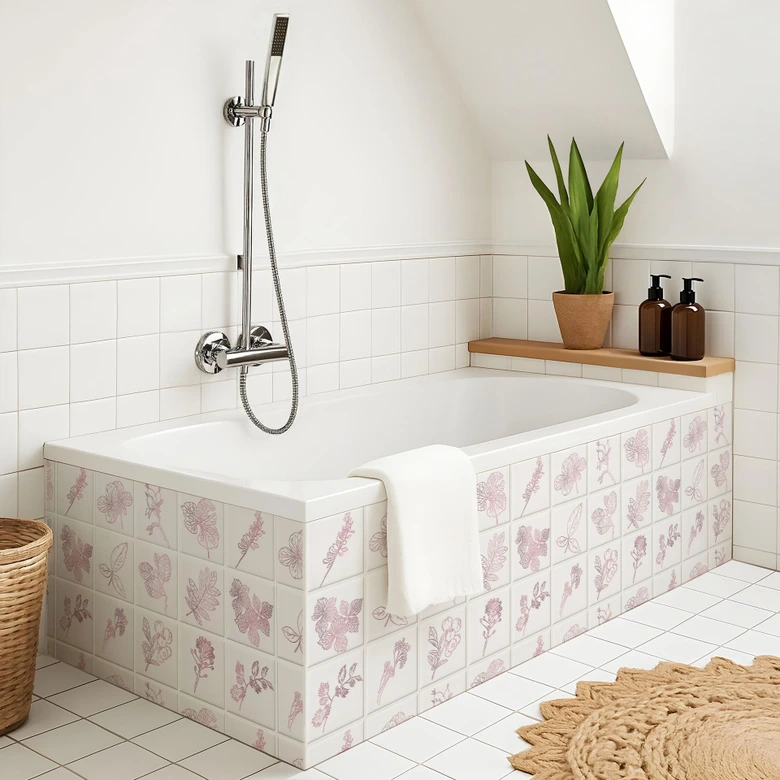 Fliesenaufkleber Outlines Blätter Rose - 12er Set 