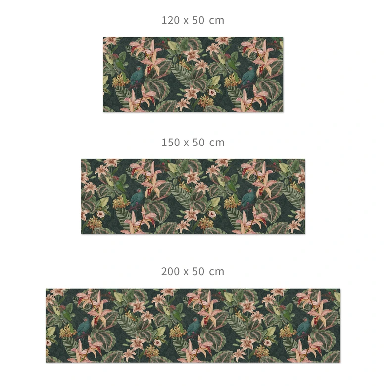 Keukenachterwand jungle met papegaaien nachtgroen - Bloomery Decor 