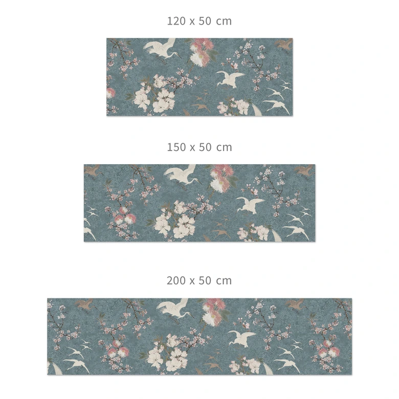 Küchenrückwand Kraniche im Kirschblüten-Rausch Blau - Bloomery Decor 