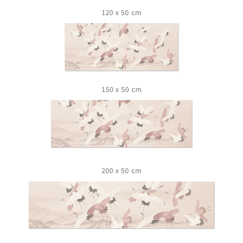 Keukenachterwand met natuurmotief - Kraanvogels boven het meer - Bloemdecor 