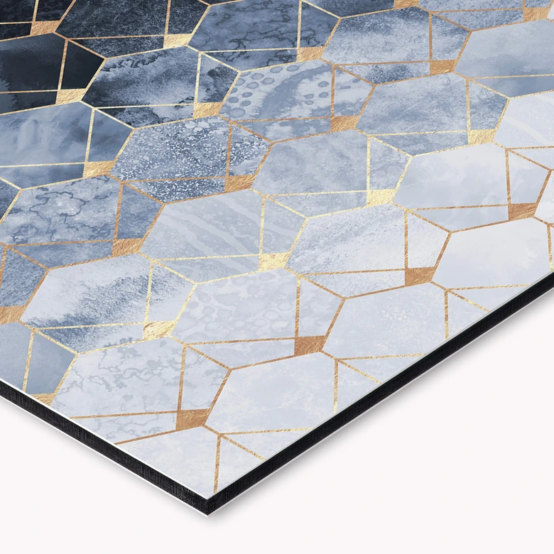 Küchenrückwand Fredriksson - Hexagone: Blau und Gold 