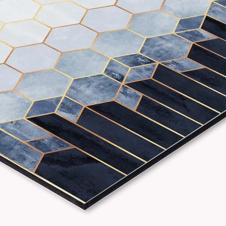 Küchenrückwand Fredriksson - Hexagone: Blau und Weiß 