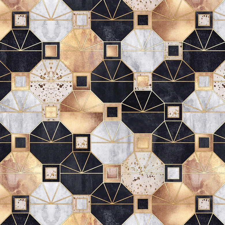 Küchenrückwand Fredriksson - Art Deco: Gold und Schwarz 