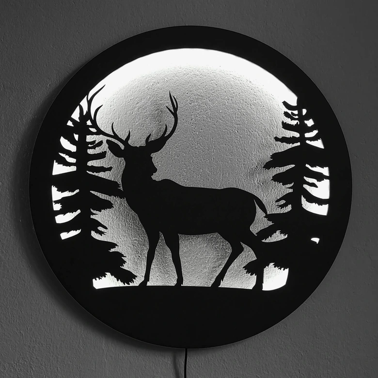 LED Wanddecoratie van MDF - Hert in het Bos 