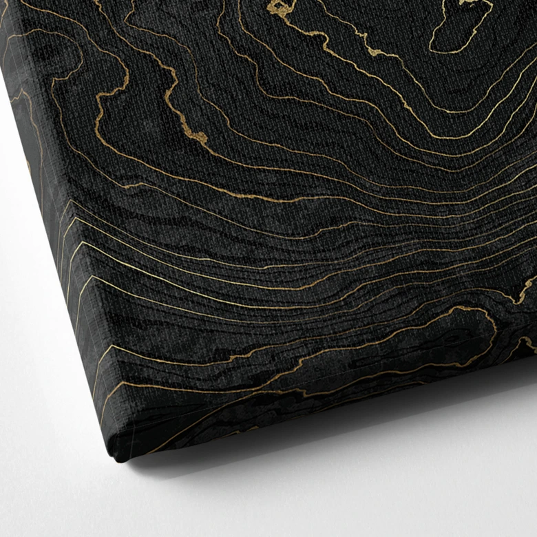 Leinwandbild Abstrakte Linien Schwarz-gold - Amini 
