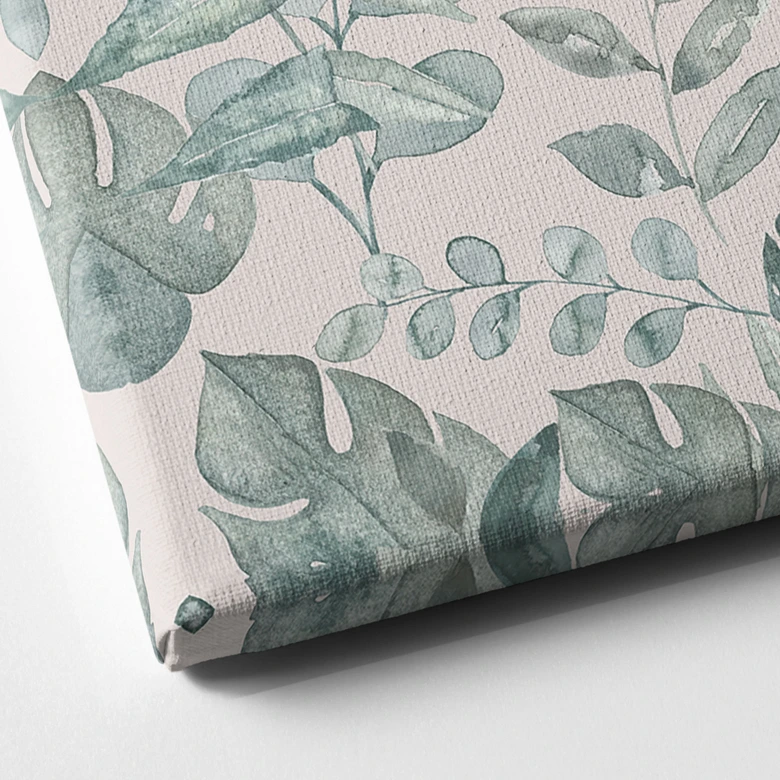 Leinwandbild Dschungelblätter Aquarell Creme - Bloomery Decor 
