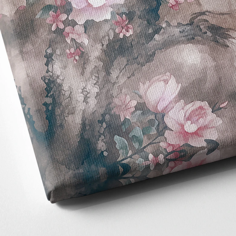 Lienzo pavo real noble con flores - Haase 