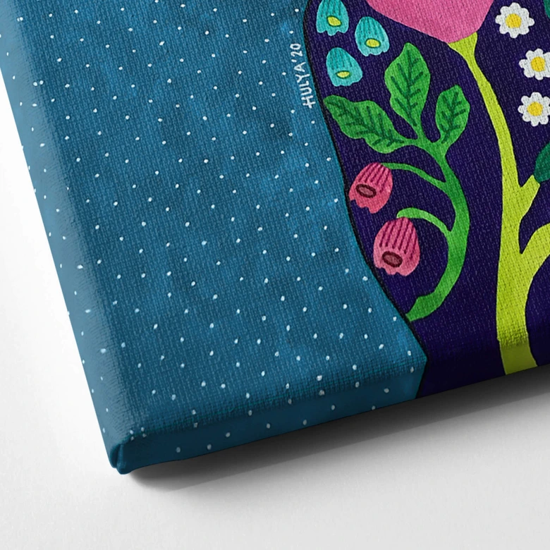 Leinwandbild Frau mit rosa Blüten im Haar - Hülya 