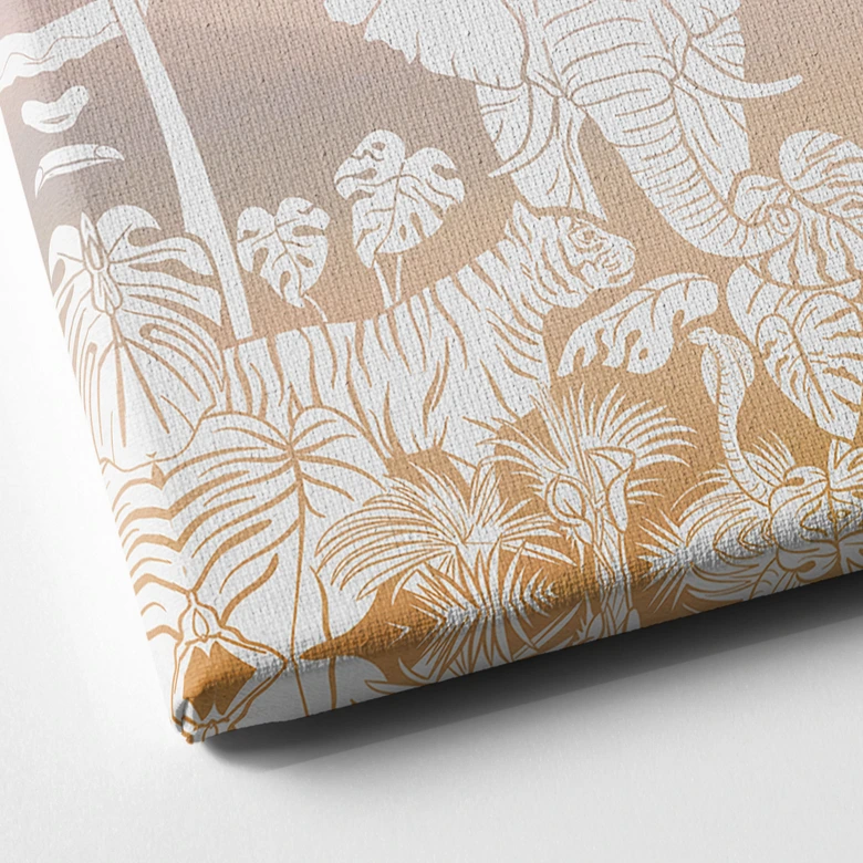 Canvasbillede Jungleparadis med vilde dyr - Ombre - Kikki Belle 