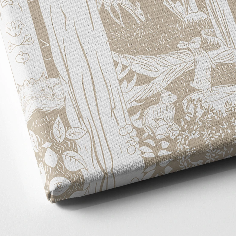 Lienzo Bosque otoñal con ciervos y zorros - Marrón - Kikki Belle 