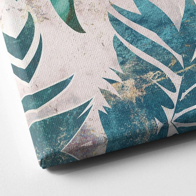 Obraz na płótnie Egzotyczne liście palmy w kolorze złoto-zielonym - Manovski 