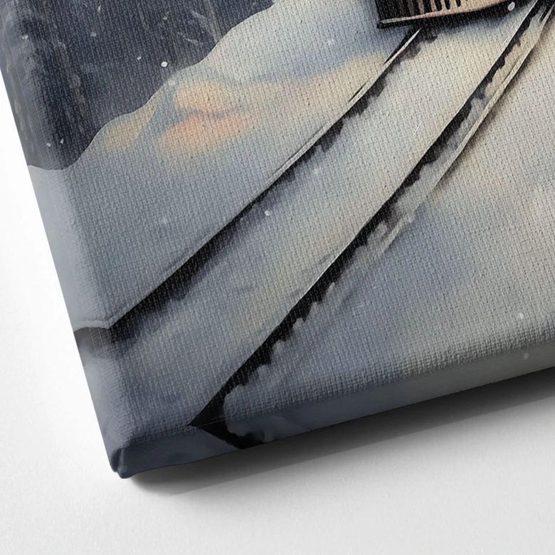 Leinwandbild Winterromantik - Dampflok im verschneiten Wald - Melloi Art Prints 