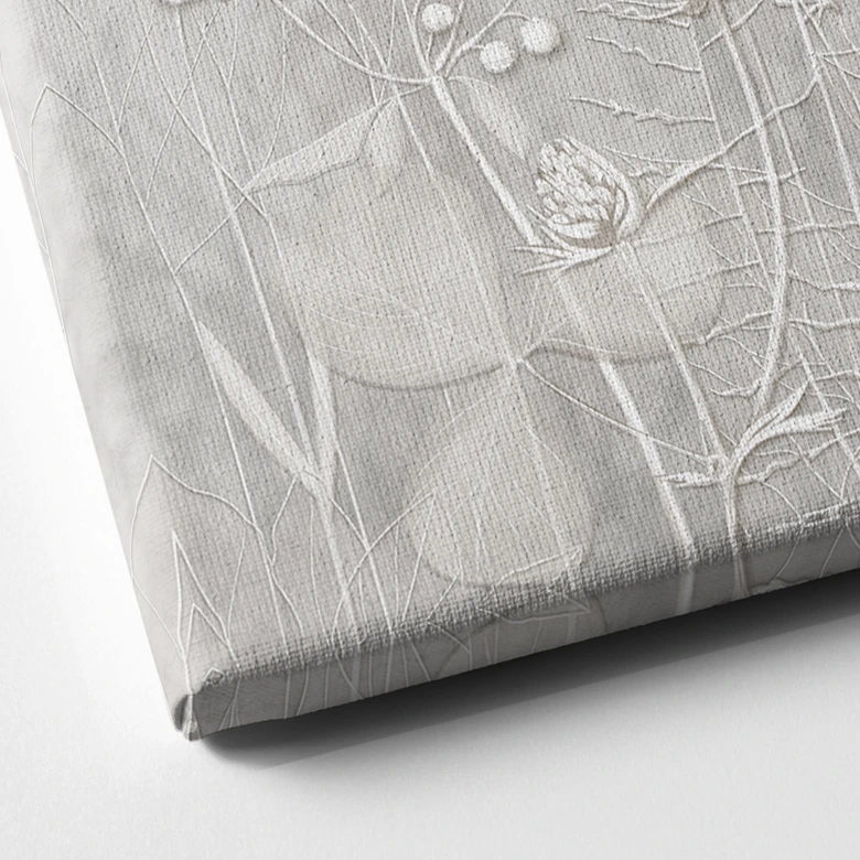 Leinwandbild mit Blumenrelief - Pflanzen in Weiß im modernen Design - Ms Tiff 