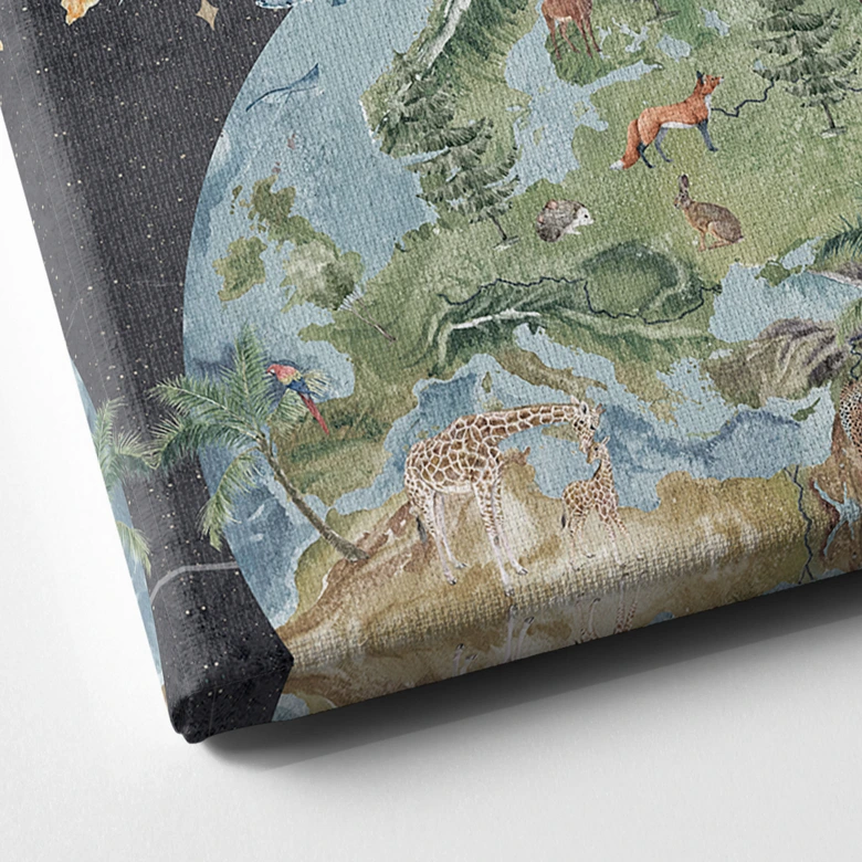 Canvas schilderij zonnestelsel met planeten en aarde - Ms Tiff 