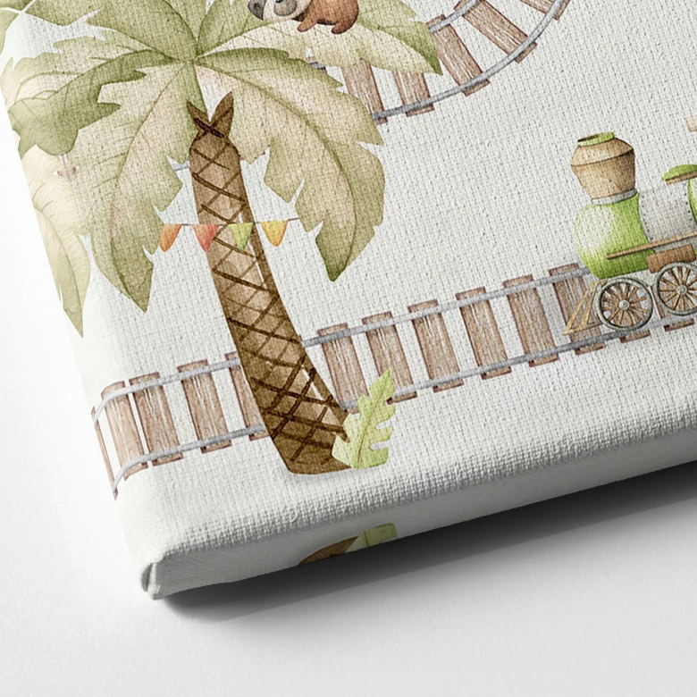 Cuadro lienzo locomotora de paseo con animales del zoo - Oliver Robins 