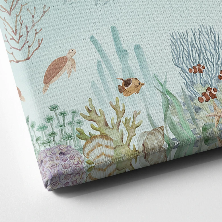 Leinwandbild Unterwasser-Abenteuer mit Meerestieren - Blau - Oliver Robins 