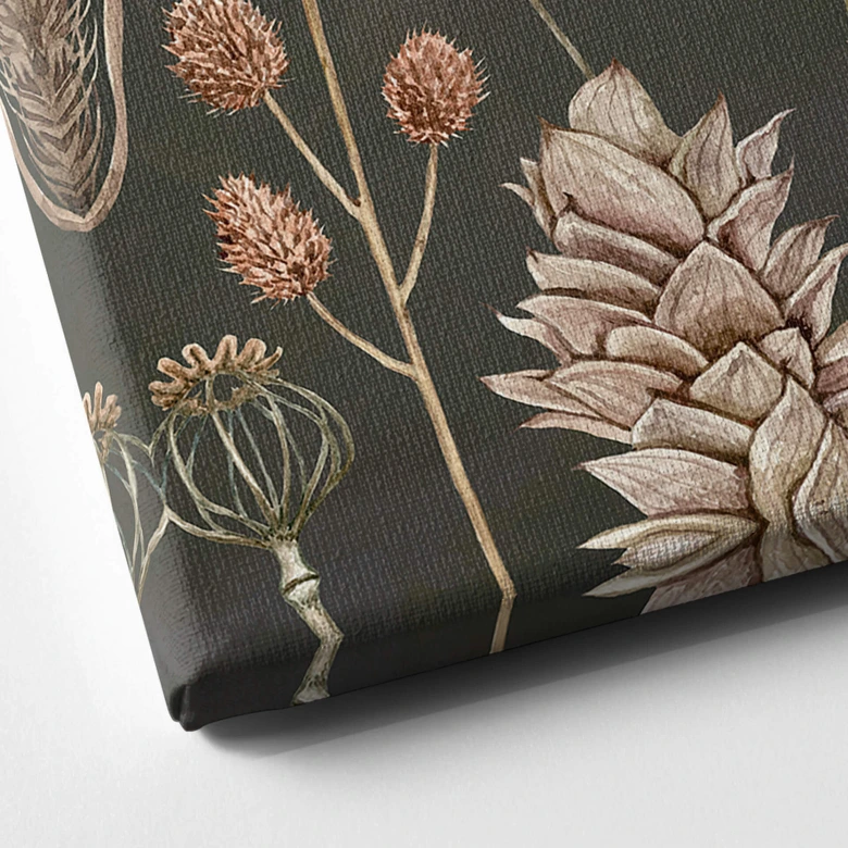 Leinwandbild Sir Edward - Trockenblumen Oliv 