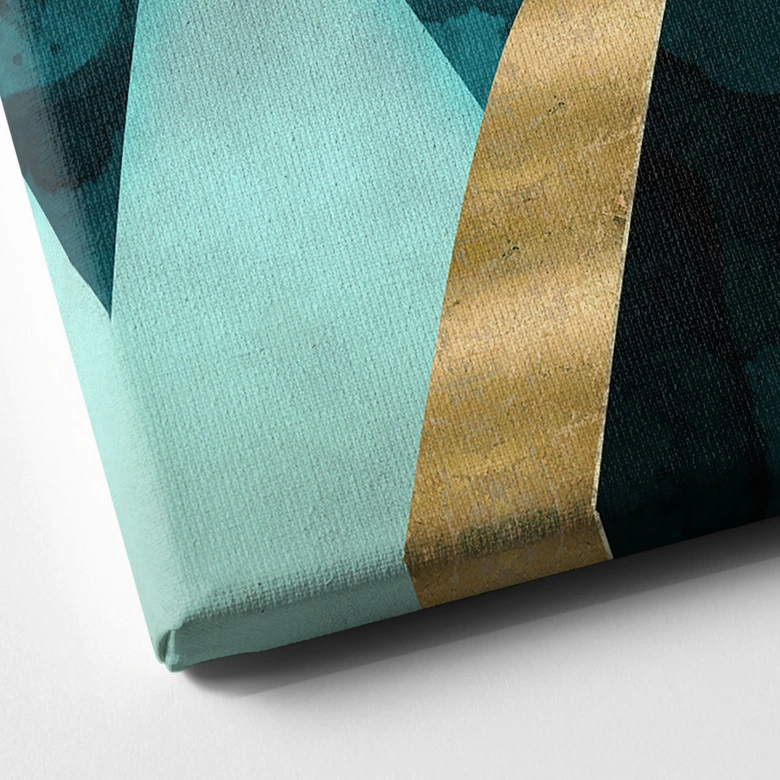 Leinwandbild Abstrakte Berge in Gold und Blau - SpaceFrog Designs 