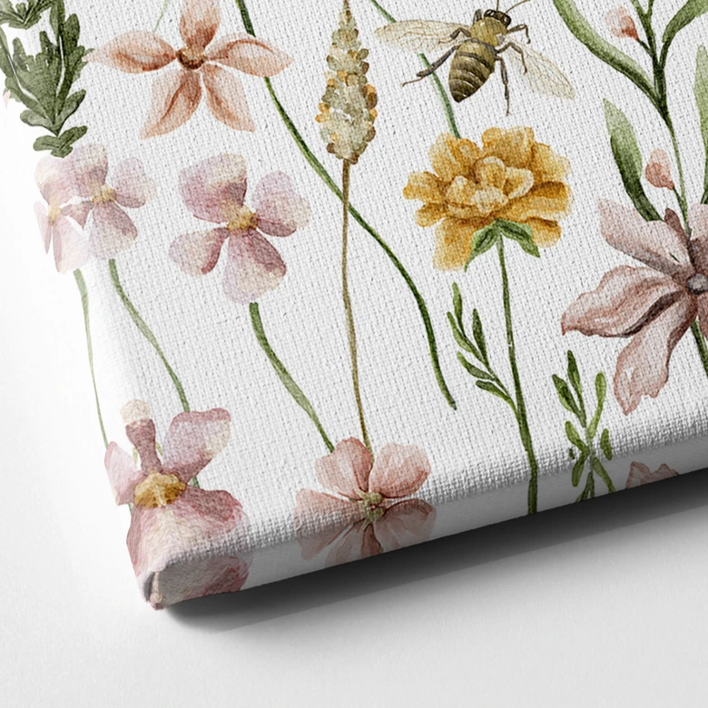 Leinwandbild Frühlingswiese mit Schmetterlingen - UN Designs 