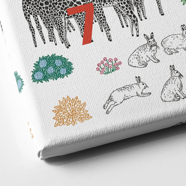 Leinwandbild Kinderzimmer - Illustration von Zootieren mit Zahlen - Walentynowicz 