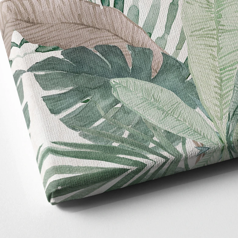 Canvas print Jungle Leaves Green Watercolor - Bloomery Decor - Panorama 