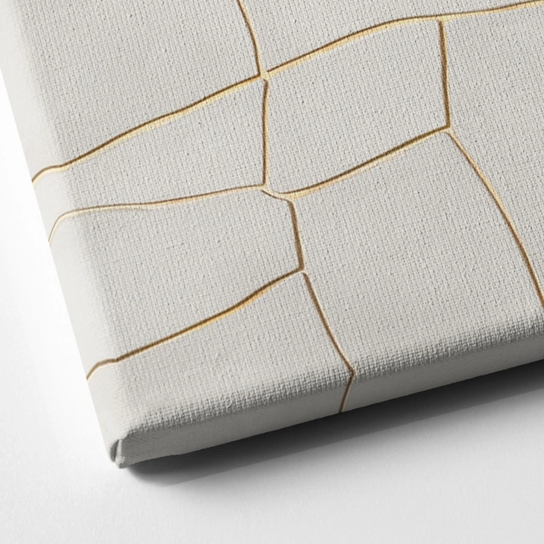Leinwandbild Abstraktes Rissmuster in Beige | Steinmosaik - Alma - Quadratisch 