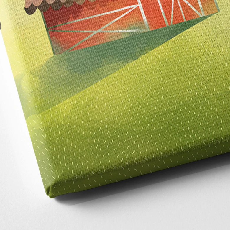 Lienzo Granja colorida en las montañas - DigitalArtsi 