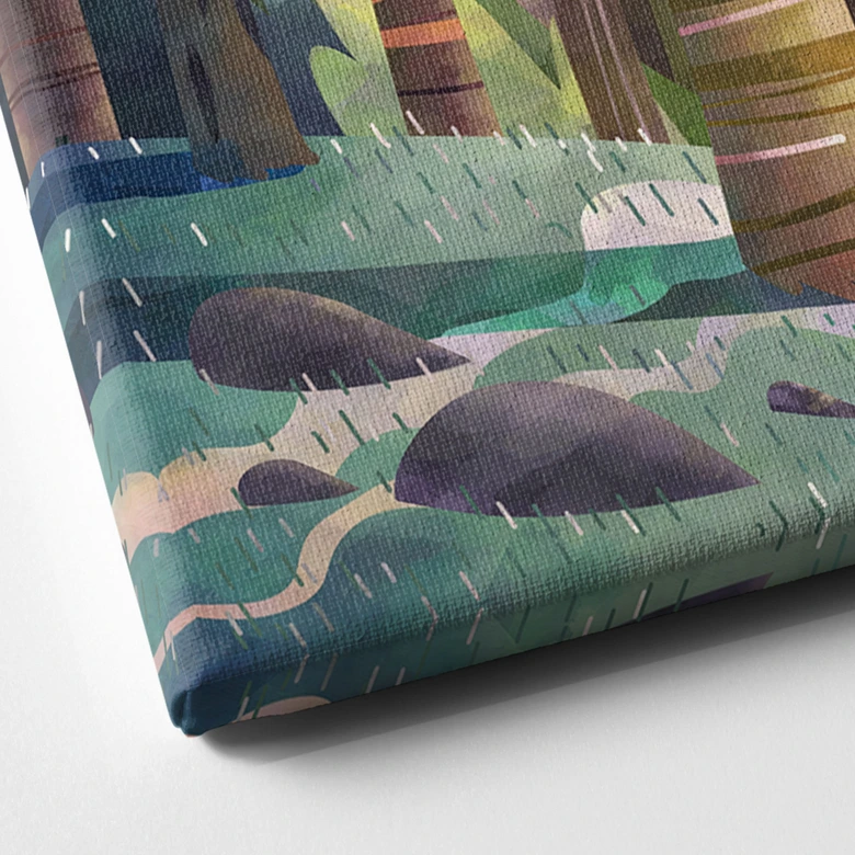 Canvas print Sunny forest with deer - DigitalArtsi 