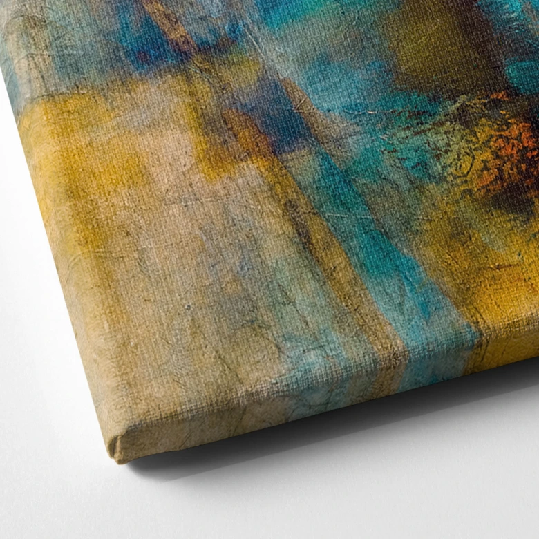 Leinwandbild Abstrakte Kunst - Fernes blaues Licht - Schmucker - Quadratisch 