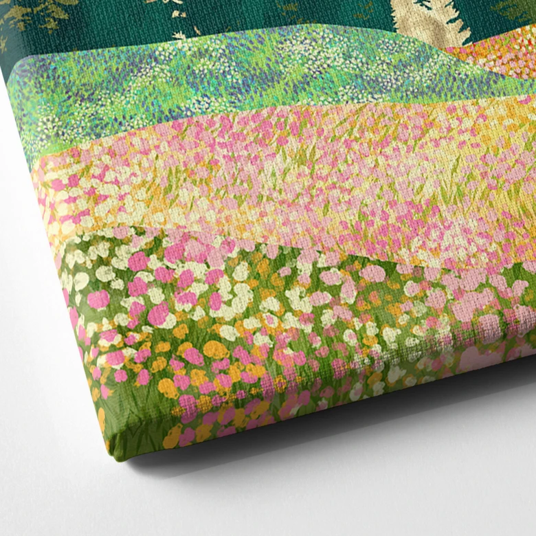 Canvas Kleurrijke lenteweide - SpaceFrog Designs 