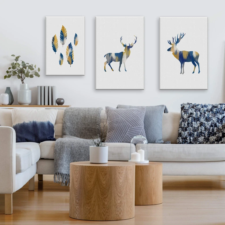 Lienzo Orara Studio - Alce Azul y Amarillo 