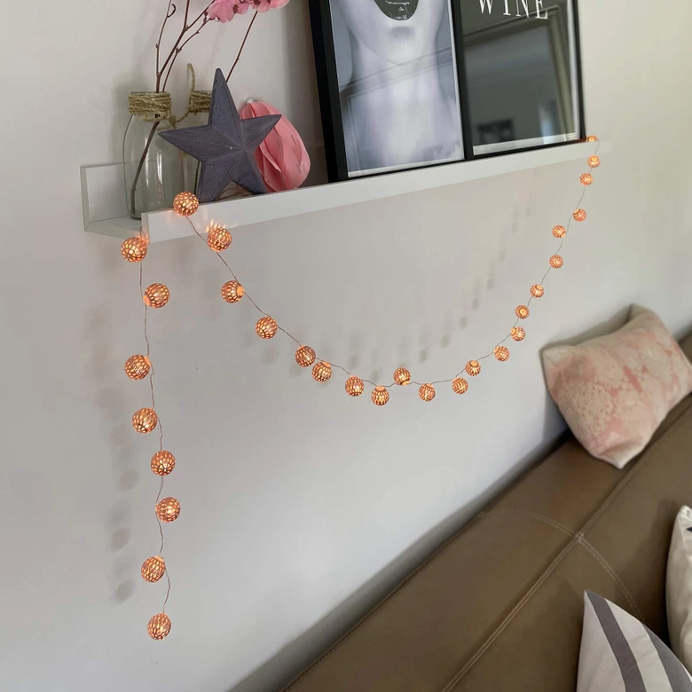 LED Lichterkette Laternenkugeln Marokko Kupfer 20-teilig 