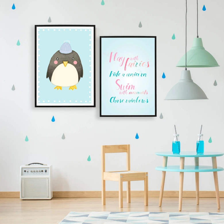 Poster Loske - Pinguin - blau 