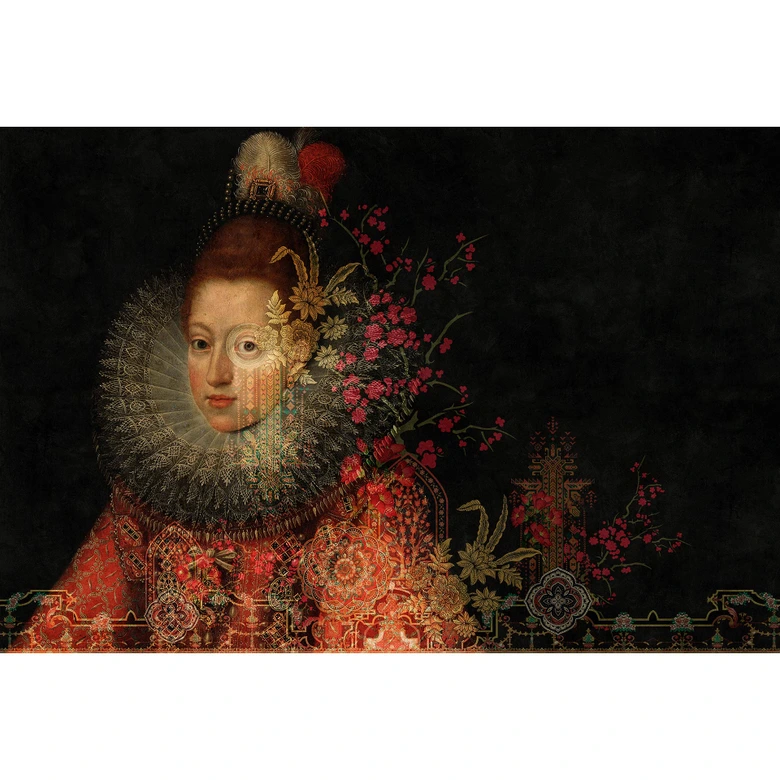 Livingwalls Fototapete Walls by Patel 3 In The Gallery 1 schwarz, orange, rot, beige, grün 
