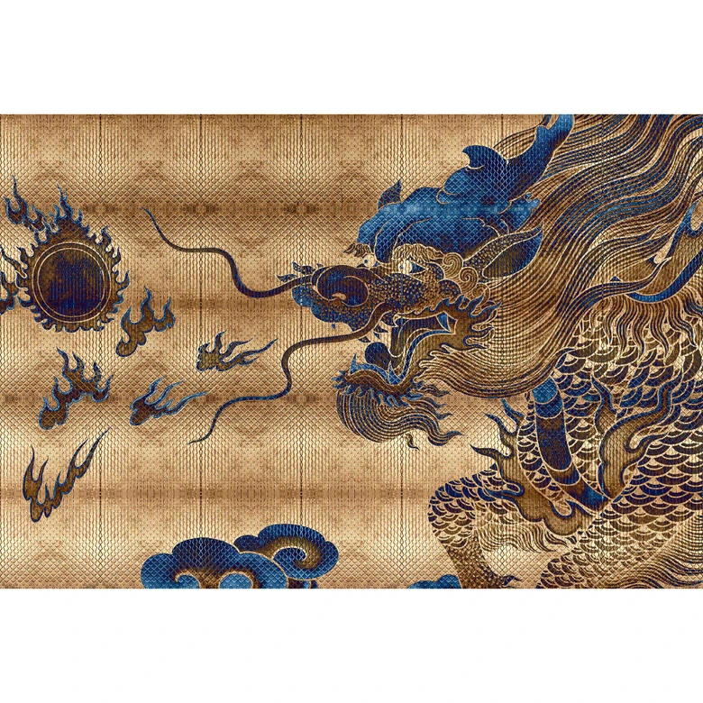 Livingwalls Fototapete Walls by Patel 3 Shenzen 2 gold, blau 