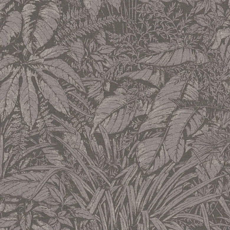 Monochrome Blatt-Tapete in Grau - Vliestapete mit botanischem Design 