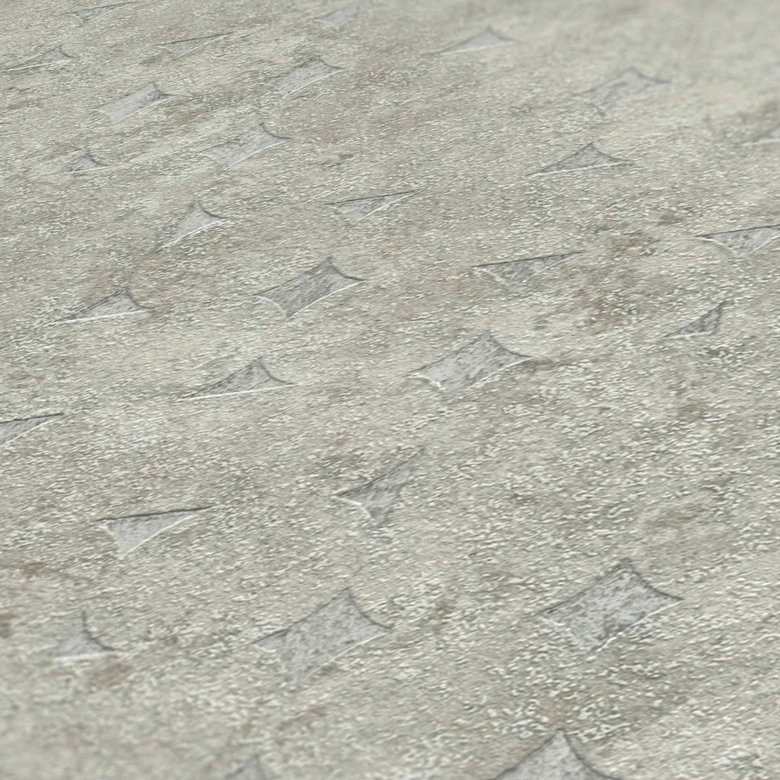 Designer Vliestapete in Betonoptik mit dezenter Diamantenstruktur in Hellem Grau 