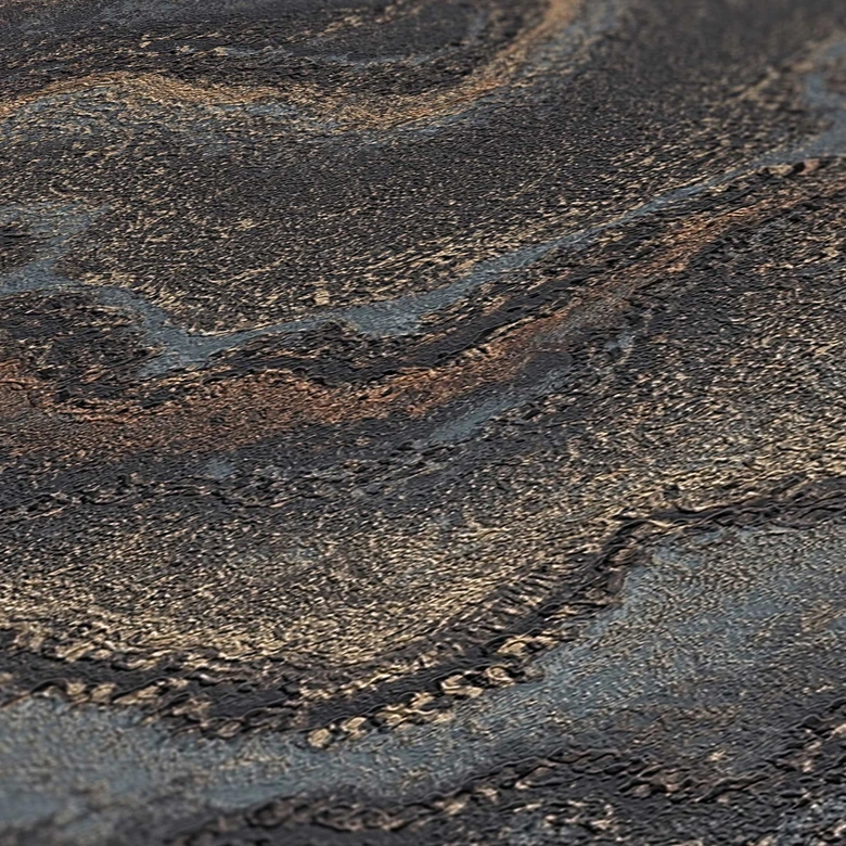 Luxueux papier peint à effet marbré noir et or - Impressionnant papier peint métallique 