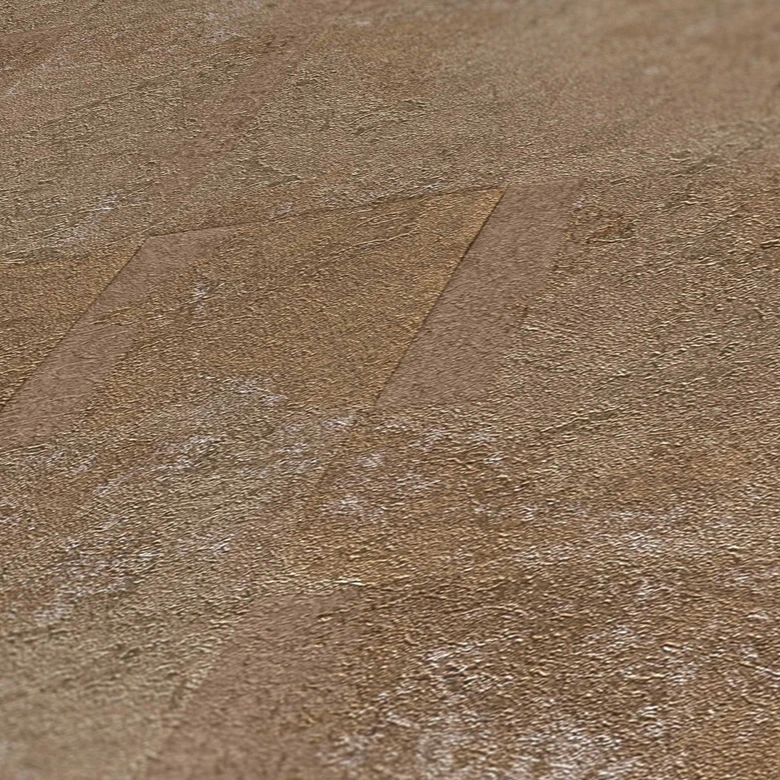 Papier peint métallique à effet patiné brillant dans les tons bruns - Papier peint à motif texturé 