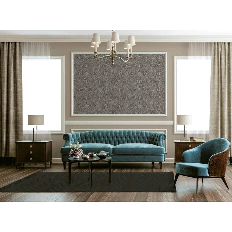 Livingwalls Art Déco Tapete Mata Hari Vliestapete schwarz, grau, beige 