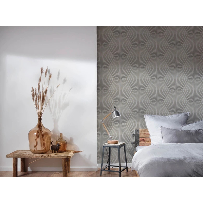 Livingwalls 3D Tapete Titanium 3 Vliestapete geometrisch grau, silber 