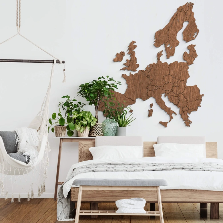 Dekoracja drewniana mahoń - Mapa krajów bałtyckich 