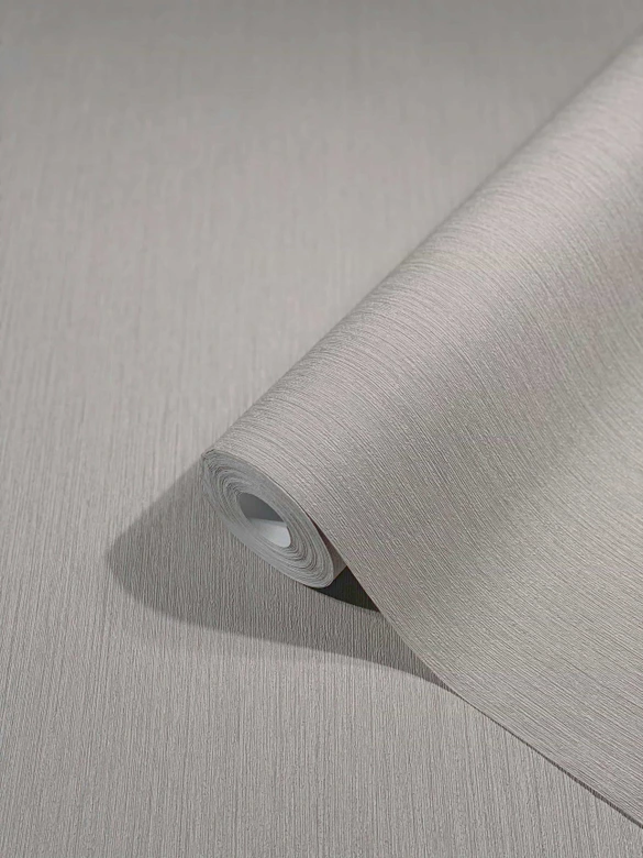 Vliestapete mit leicht linierter Struktur grau beige Uni 