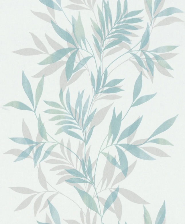 Vliestapete in weiß, grün Blattmotiv Blätteroptik Floral Natur  