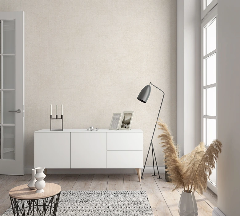 Vliestapete in moderner, feiner Struktur beige Uni 