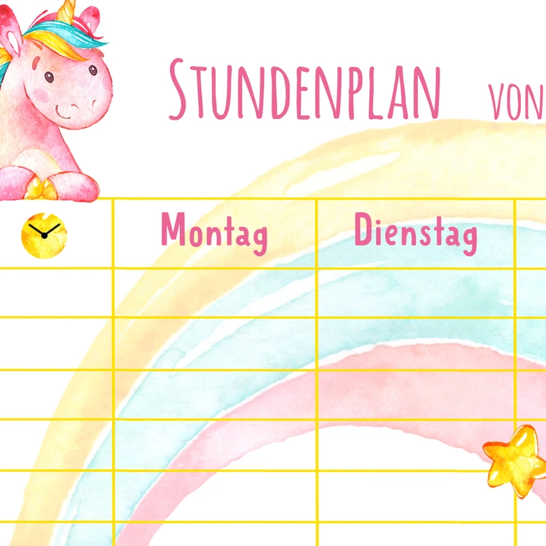 Acrylboard Memoboard Stundenplan Einhörner - transparent 