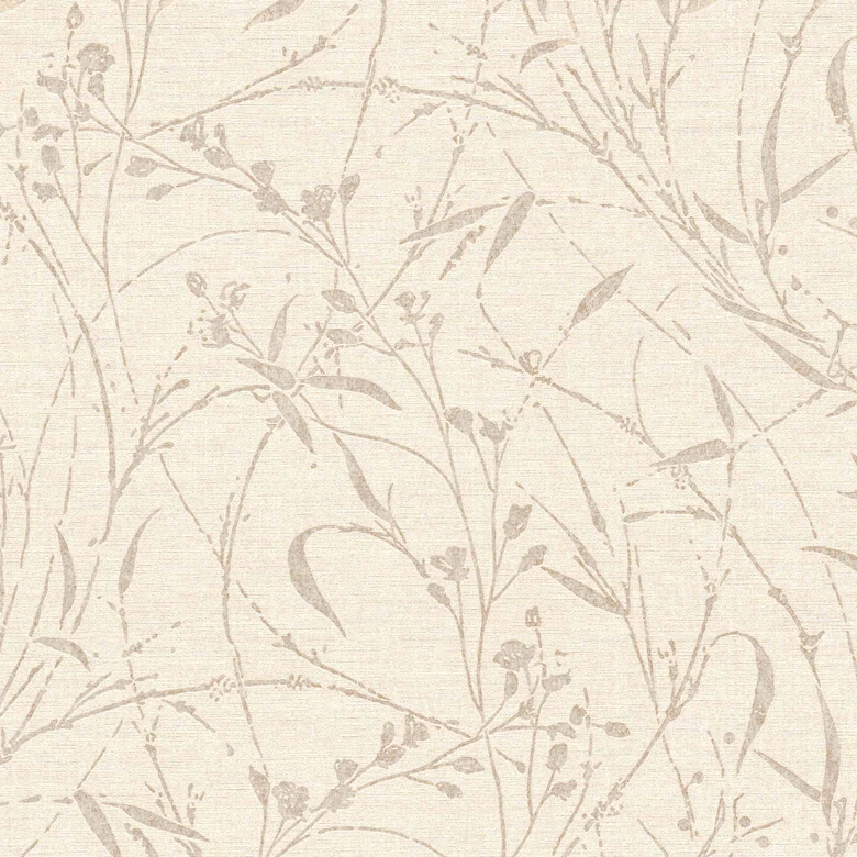 Vliestapete Fee Wild Free beige creme metallic - Gräser Wildblumen Wohnzimmer Schlafzimmer 